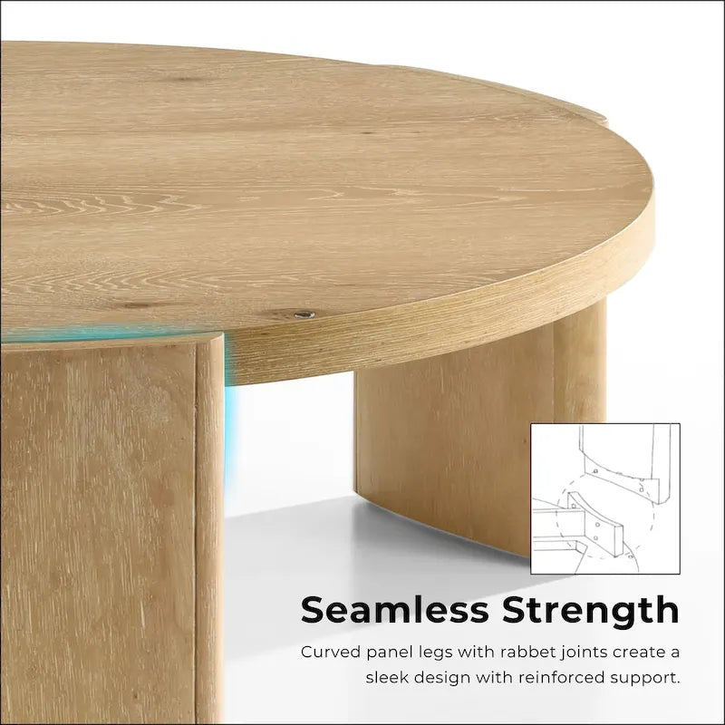 Tavolino rotondo Minst Moderno in legno di quercia di Furniture of America