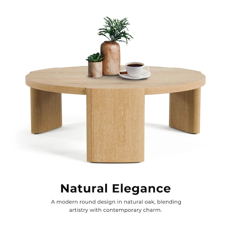 Tavolino rotondo Minst Moderno in legno di quercia di Furniture of America