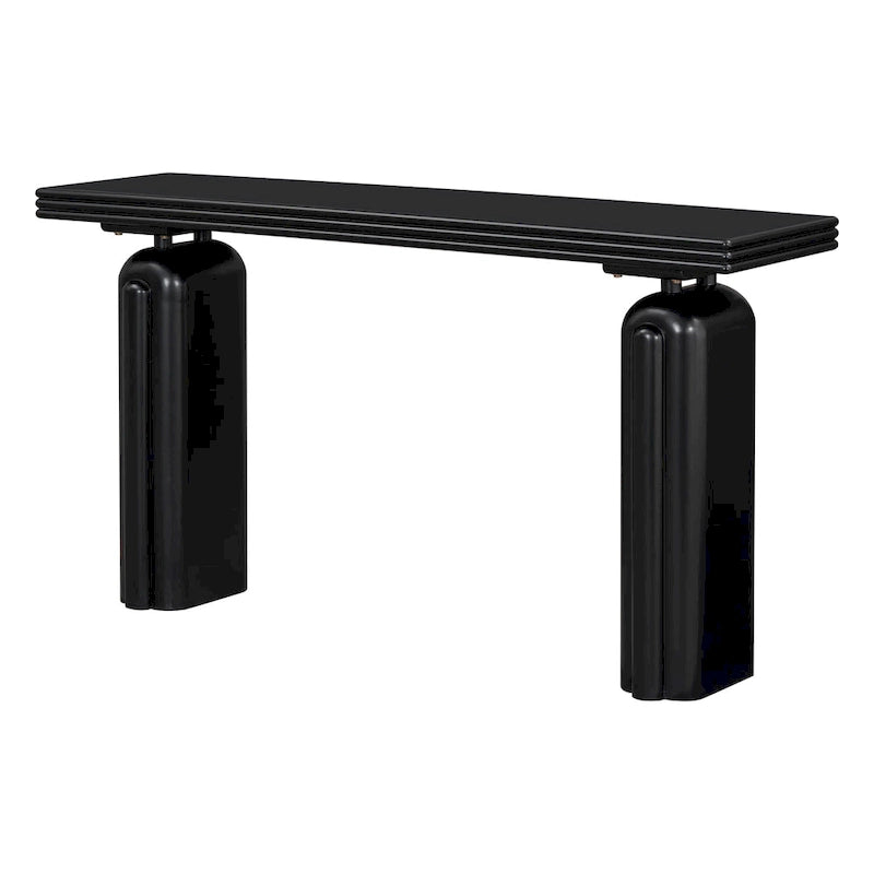 Console en placage incurvé de bois d'acacia 60 - Design minimaliste avec pieds en bois massif