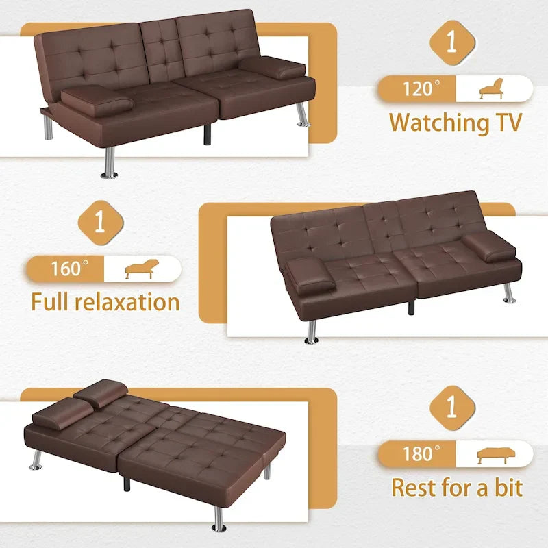 Divano letto futon convertibile Homall con portabicchieri e cuscini