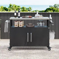 Isola da cucina per esterni con piano in acciaio inossidabile, carrello per barbecue in metallo con armadio di stoccaggio - N/A