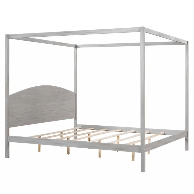 Letto a piattaforma a baldacchino King Size con testiera e gambe di supporto