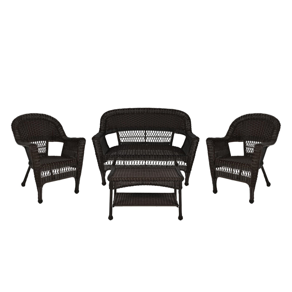 Set da conversazione da 4 pezzi per patio in vimini
