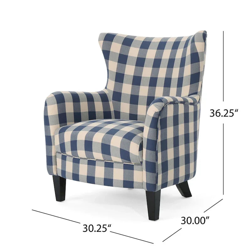 Poltrona imbottita schienale alto Modern Retro 30,25" con gambe in legno per soggiorno