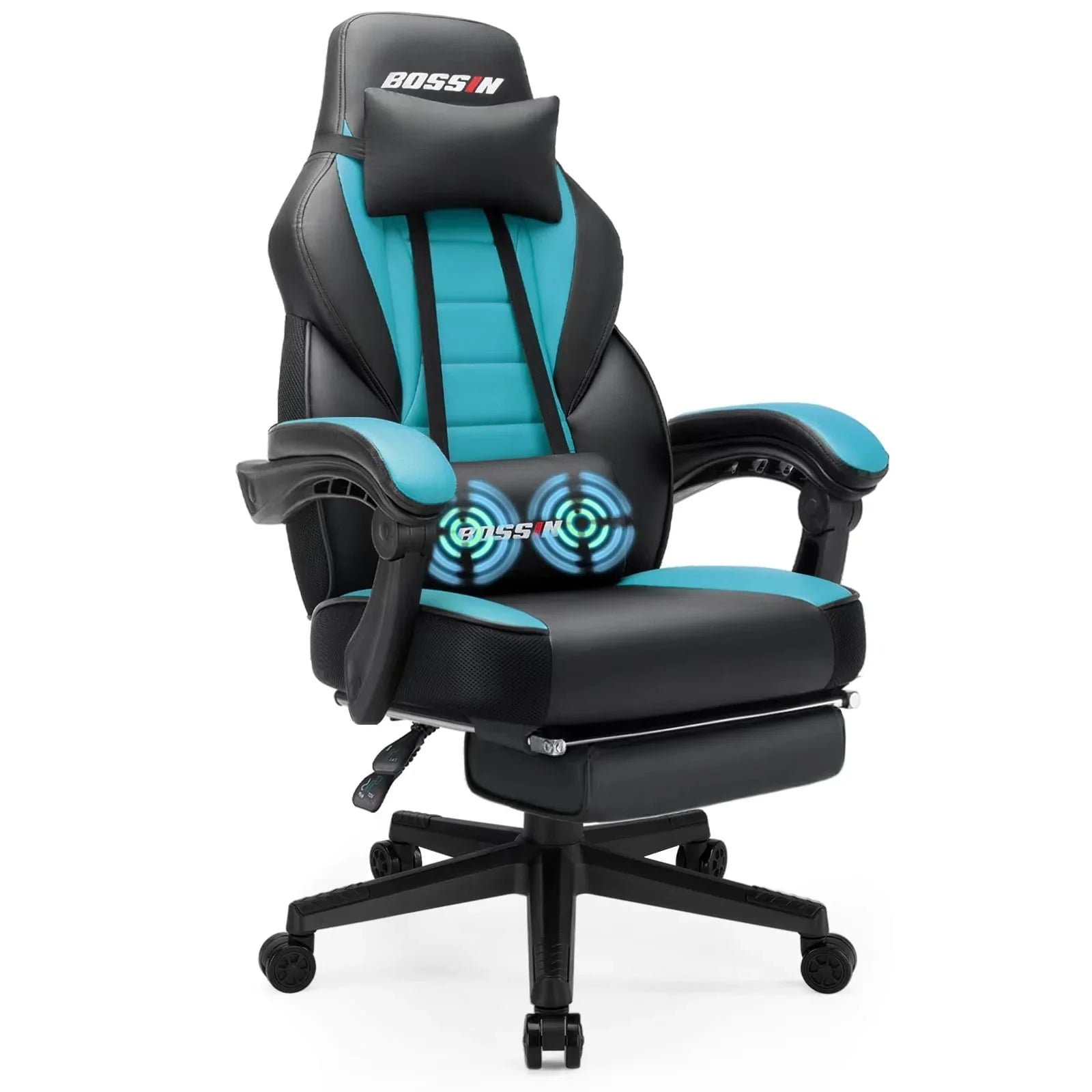 Sedia da gaming BOSSIN Racing Style, sedia da gamer per persone robuste fino a 136 kg, sedia da computer con schienale alto