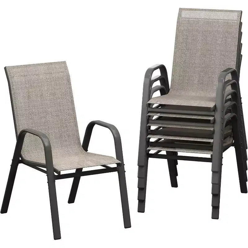 Sedie da patio, Set di 4/6 sedie da pranzo impilabili per esterni in textilene leggero per tutte le stagioni con braccioli per giardino, bordo piscina