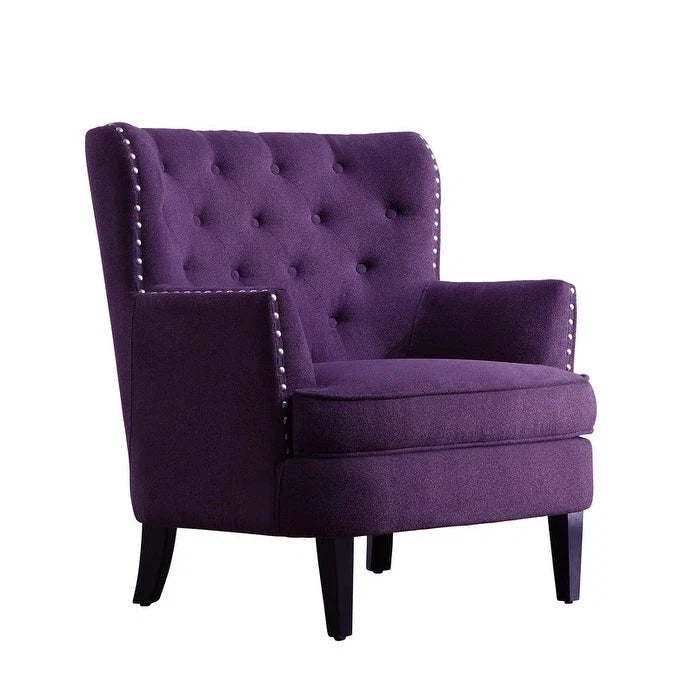 Moser Bay Mignon Poltrona Accent con Schienale Alto Trapuntato, Velluto/Lino, 76 cm
