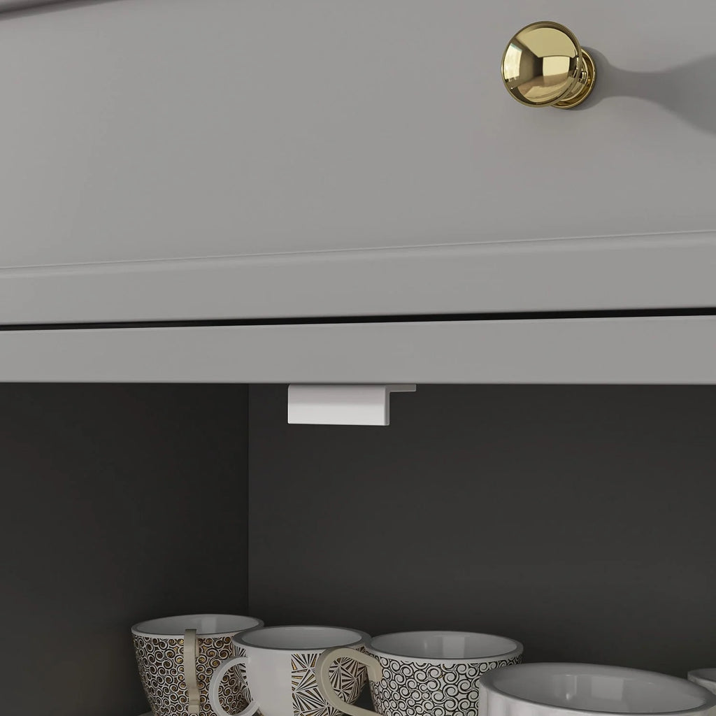 59.1'' Credenza Buffet Bianco Laccato Moderno Metà Secolo Contemporaneo