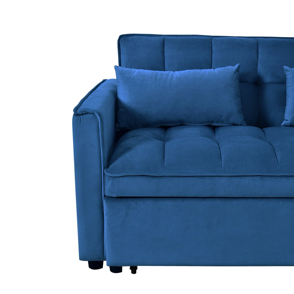 Moderno divano letto estraibile, divano letto 3-in-1 con schienale regolabile, divanetto in velluto, cuscini e tasche laterali