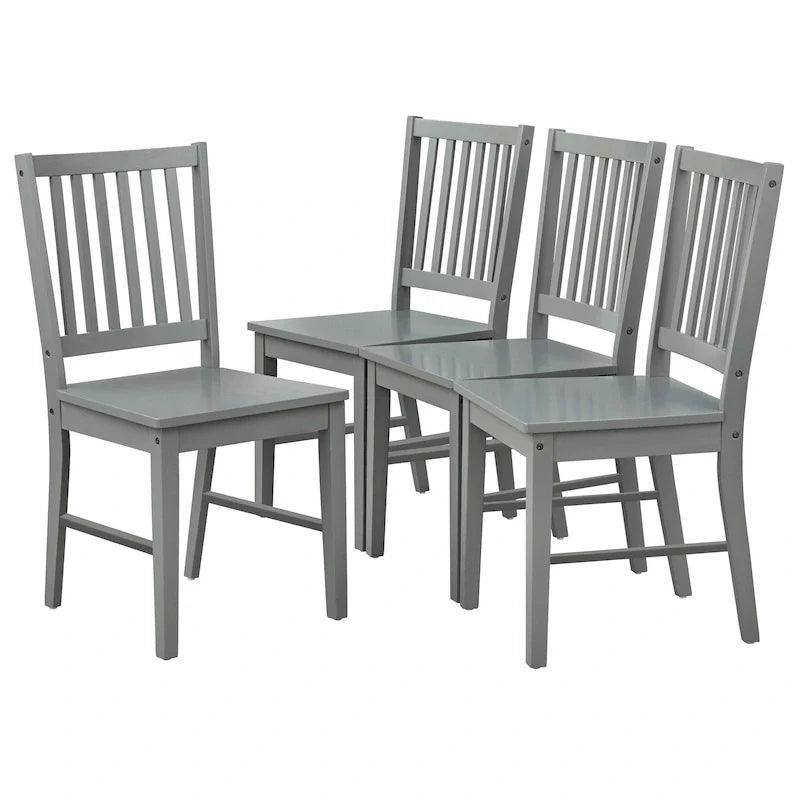 Lot de 4 chaises de salle à manger en bois massif à dossier à lattes, cadre robuste, design classique, assemblage facile