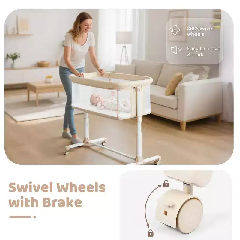 Moïse pour bébé à roulettes – Beige / Gris / Rose, Cododo, pour 1 bébé