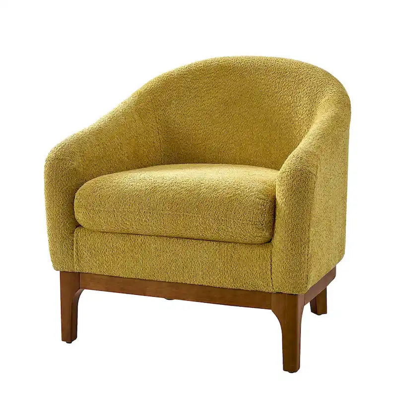 Poltrona a botte Augus Modern Boucle con gambe in legno massello di HULALA HOME