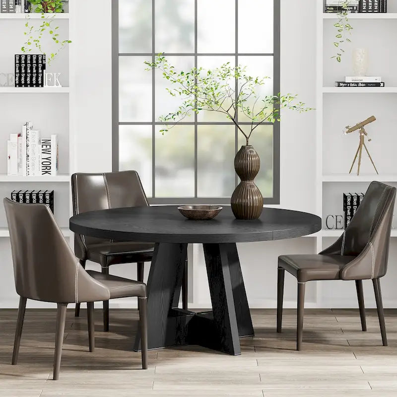 Tavolo da pranzo rotondo da 47 pollici per 4 persone, in legno stile rustico per cucina sala da pranzo soggiorno