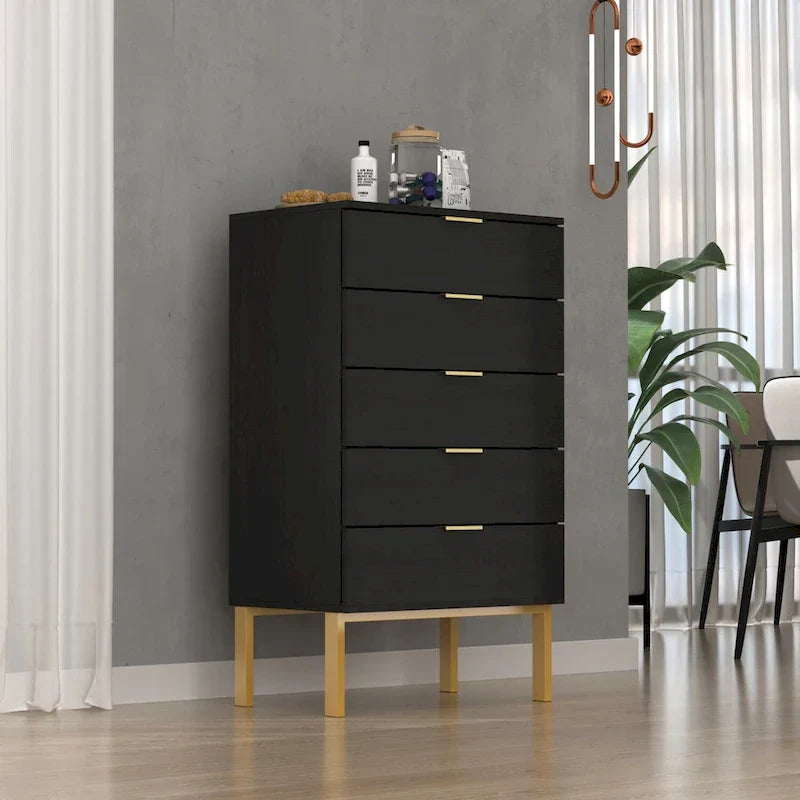 Cassettiera a 5 cassetti Comodino Armadietto contenitore 23,6 L Bianco/Nero
