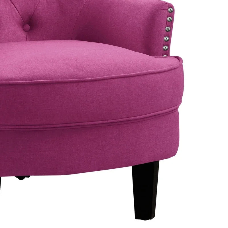 Moser Bay Mignon Poltrona Accent con Schienale Alto Trapuntato, Velluto/Lino, 76 cm