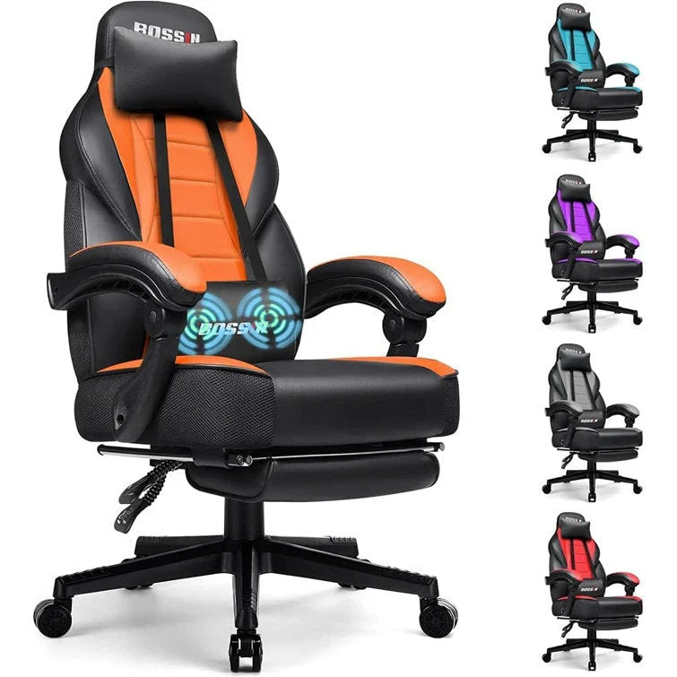 Sedia da gaming BOSSIN Racing Style, sedia da gamer per persone robuste fino a 136 kg, sedia da computer con schienale alto