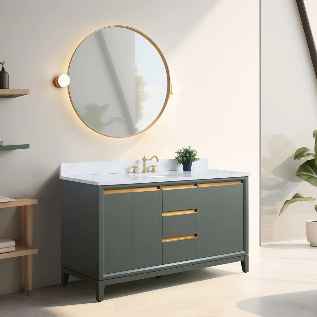 Mobile da Bagno Vanity Art con Lavabo in Ceramica e Top in Marmo Ricomposto