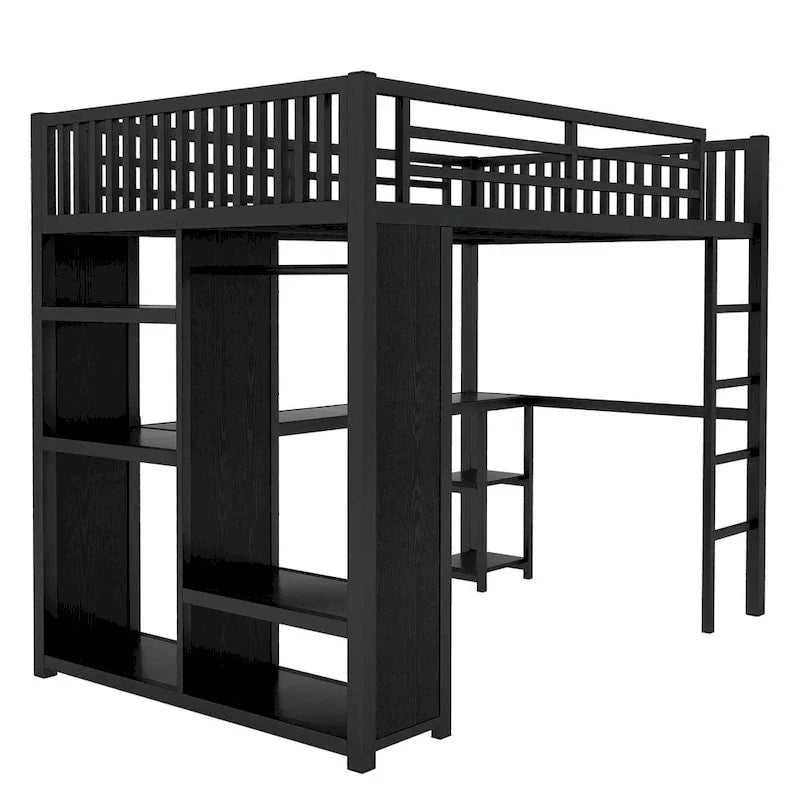 Struttura letto a soppalco full XL con armadio integrato