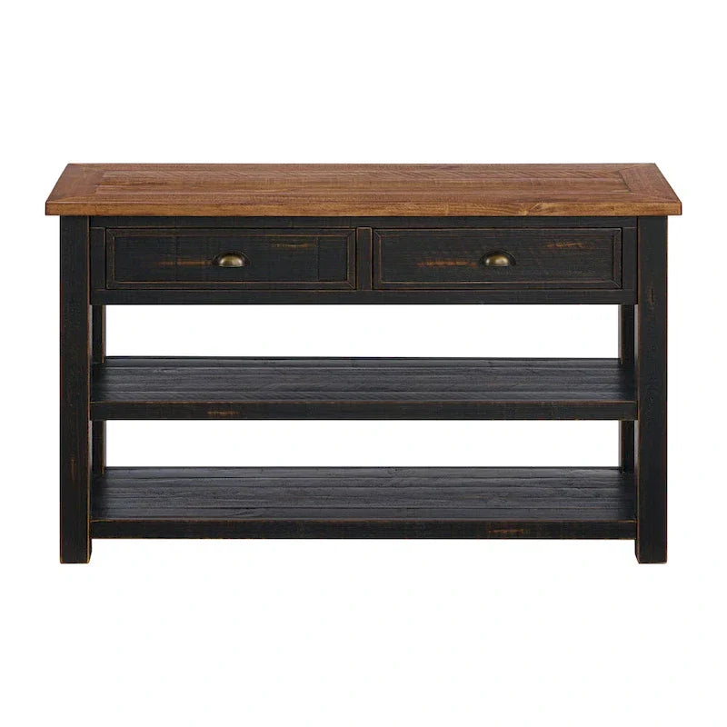 The Gray Barn Downington Consolle da Divano in Legno Massello a 2 Cassetti