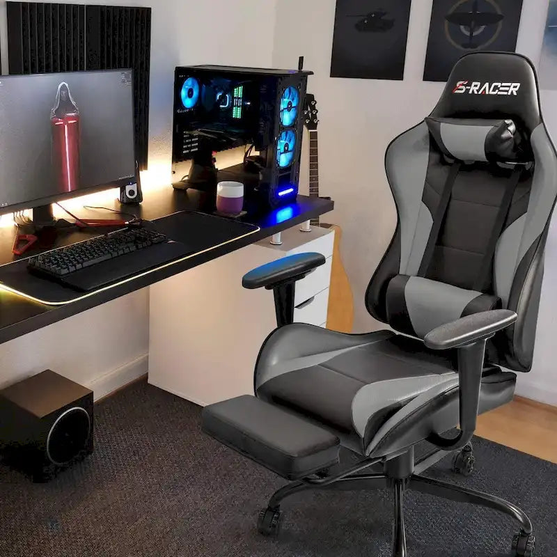 Sedia da gaming con poggiapiedi - Sedia da scrivania ergonomica