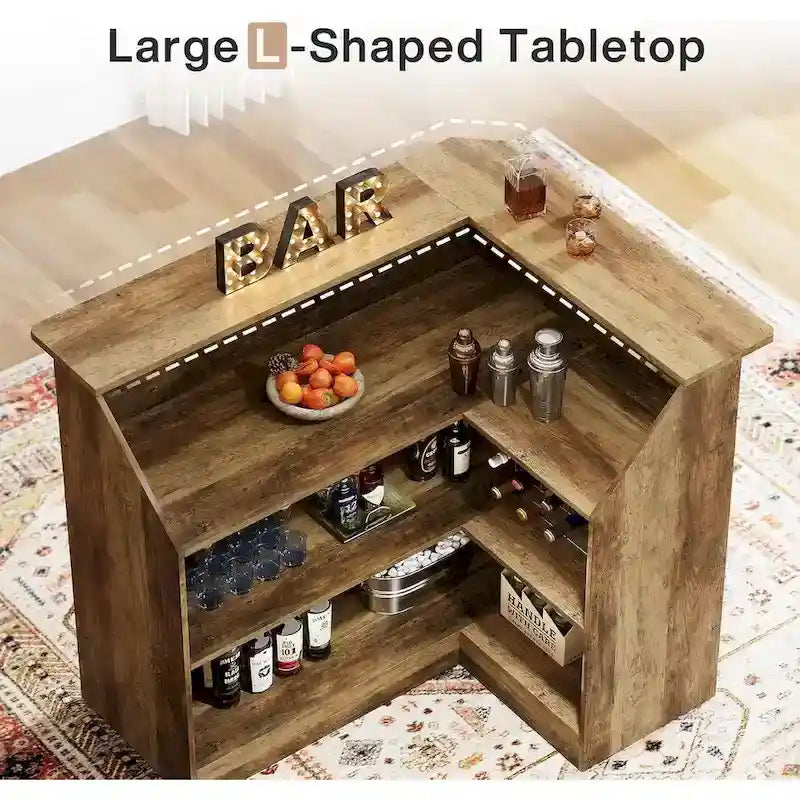 Mobile bar a L con portabicchieri da vino per pub domestico