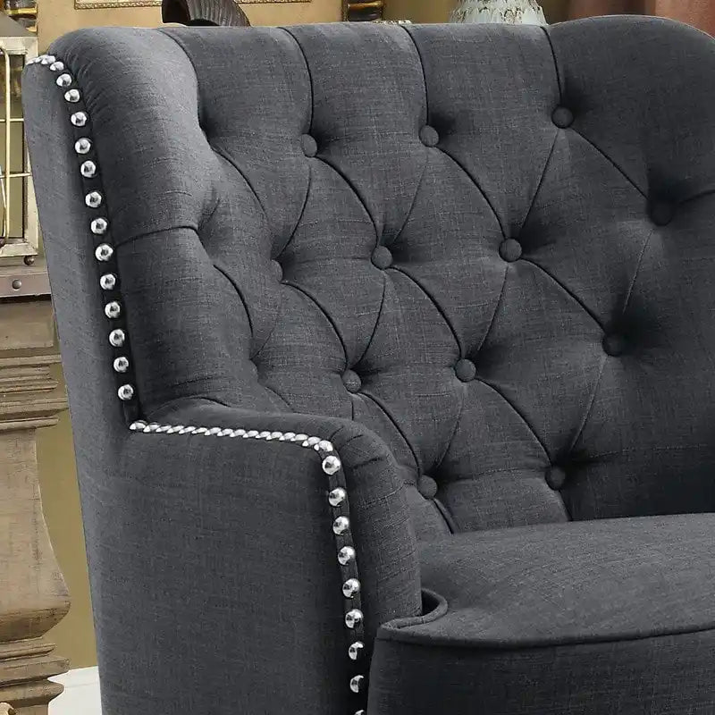 Moser Bay Mignon Poltrona Accent con Schienale Alto Trapuntato, Velluto/Lino, 76 cm