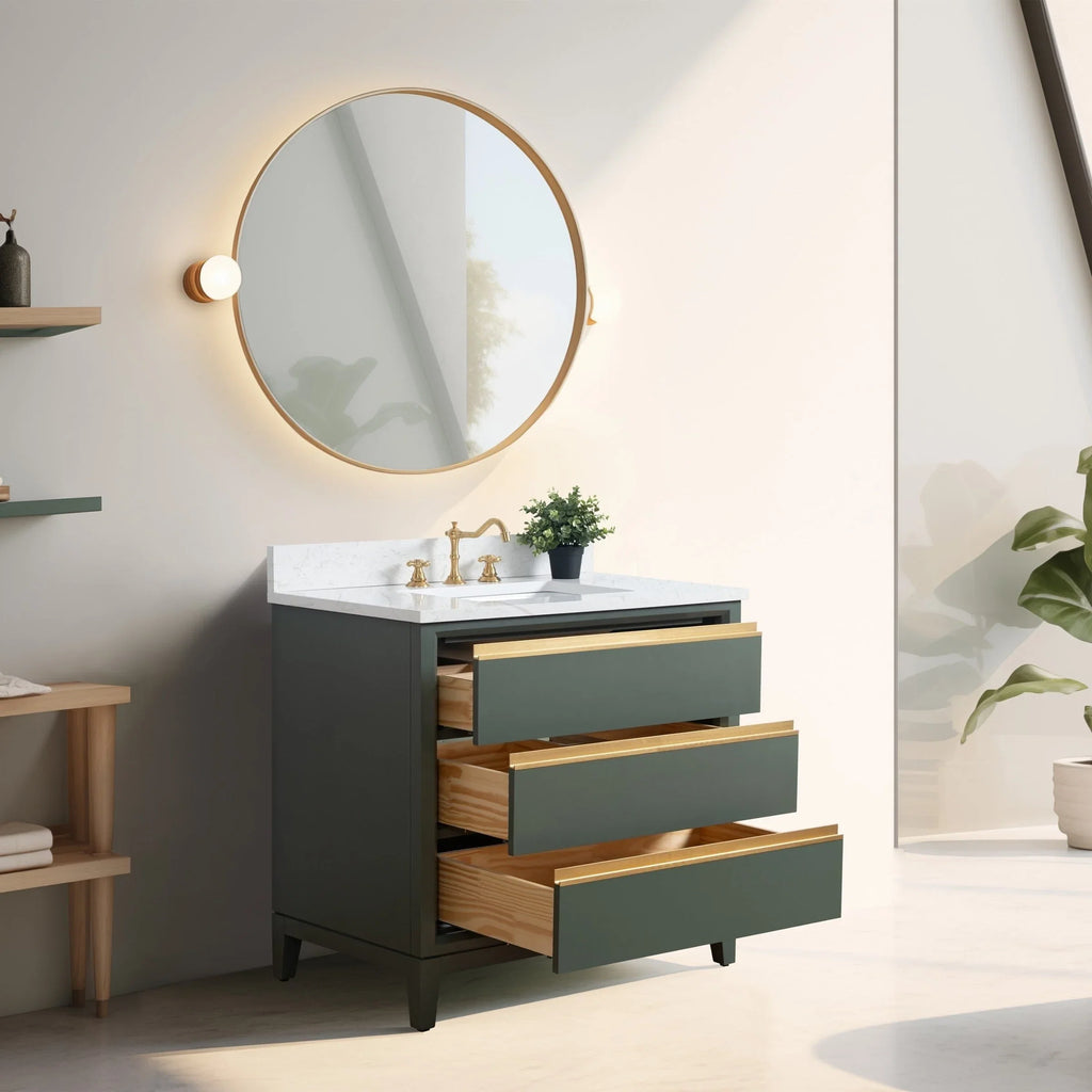 Mobile da Bagno Vanity Art con Lavabo in Ceramica e Top in Marmo Ricomposto