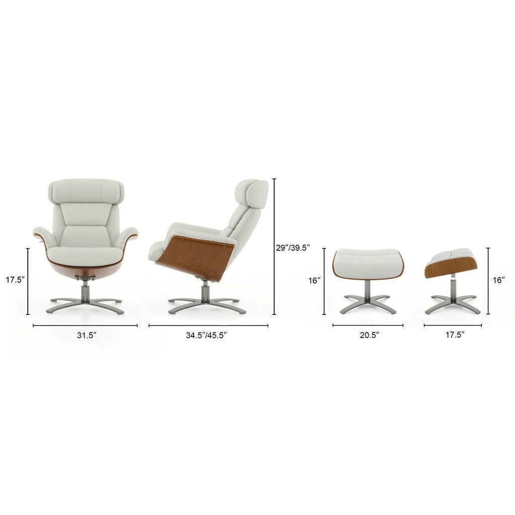 Jovan 31.5 Poltrona reclinabile in vera pelle con pouf
