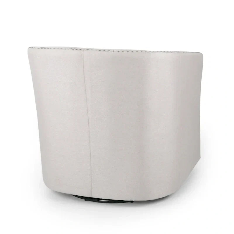 Poltrona girevole accent, stile classico a botte, tessuto beige grano
