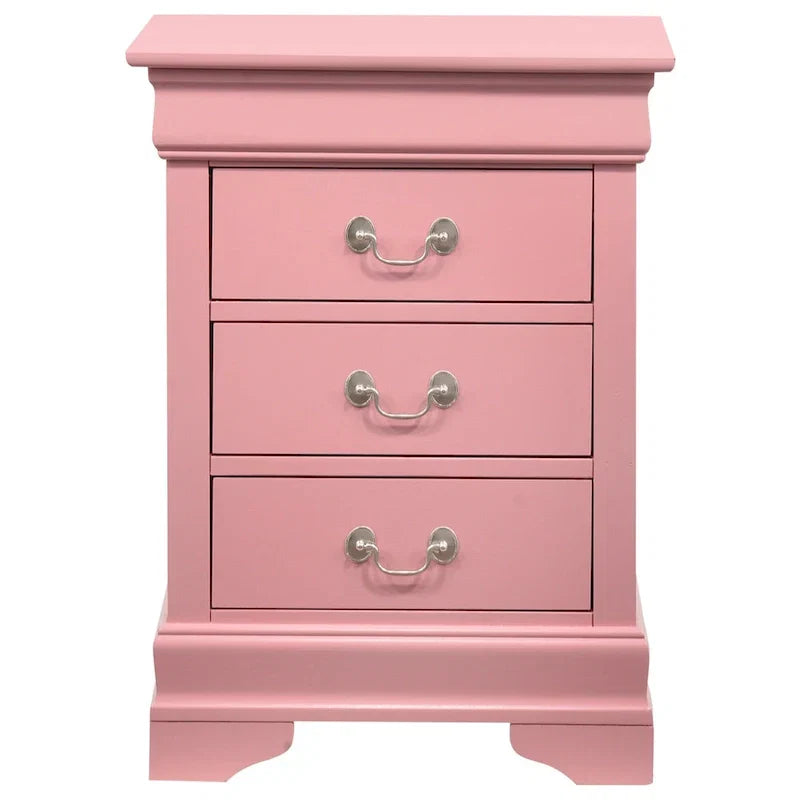 Comodino in legno a 3 cassetti