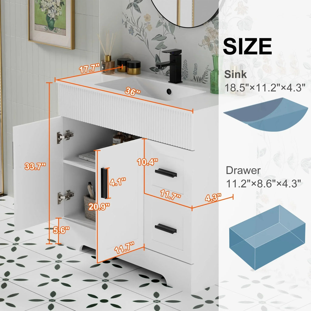 Mobile bagno 30/36/48 Wavy Line con lavabo e rubinetto