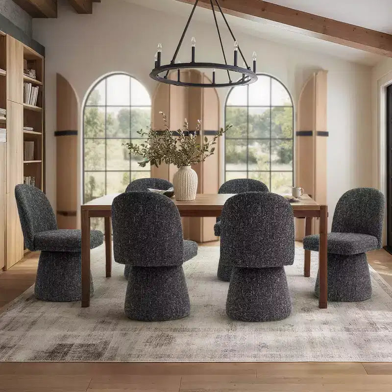 Set di 6 sedie da pranzo moderne senza braccioli girevoli a 360° con base a piedistallo, eleganti sedie d'accento per cucina, sala da pranzo o ufficio-Panipeachy