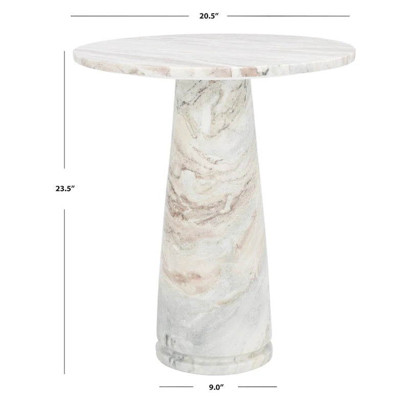 Tavolino d'appoggio rotondo alto in marmo Ghicu di SAFAVIEH Couture - 55,8 cm L x 53,3 cm P x 61 cm A - 53,3x53,3x61 cm