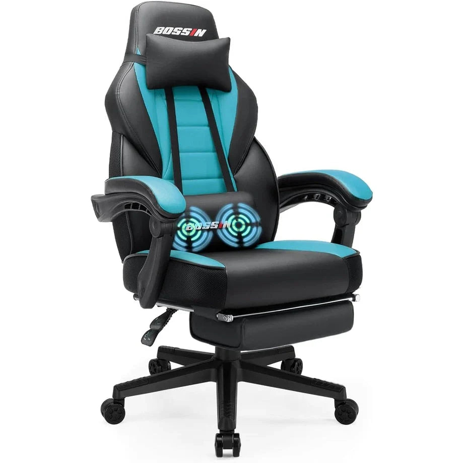 Sedia da gaming BOSSIN Racing Style, sedia da gamer per persone robuste fino a 136 kg, sedia da computer con schienale alto