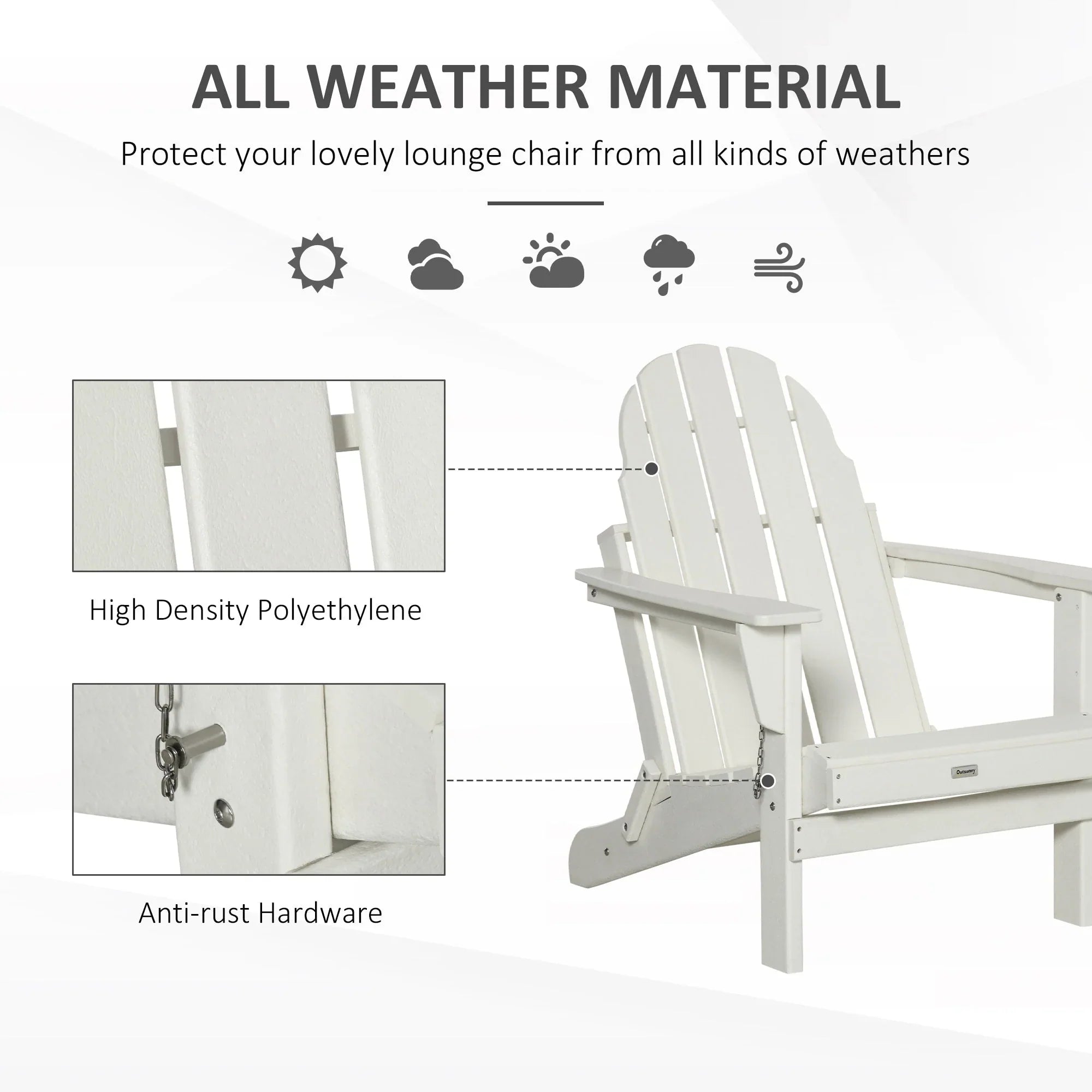 Sedia Adirondack pieghevole, sedie a sdraio in plastica HDPE per esterni per tutte le stagioni, per patio, terrazza e arredi da giardino