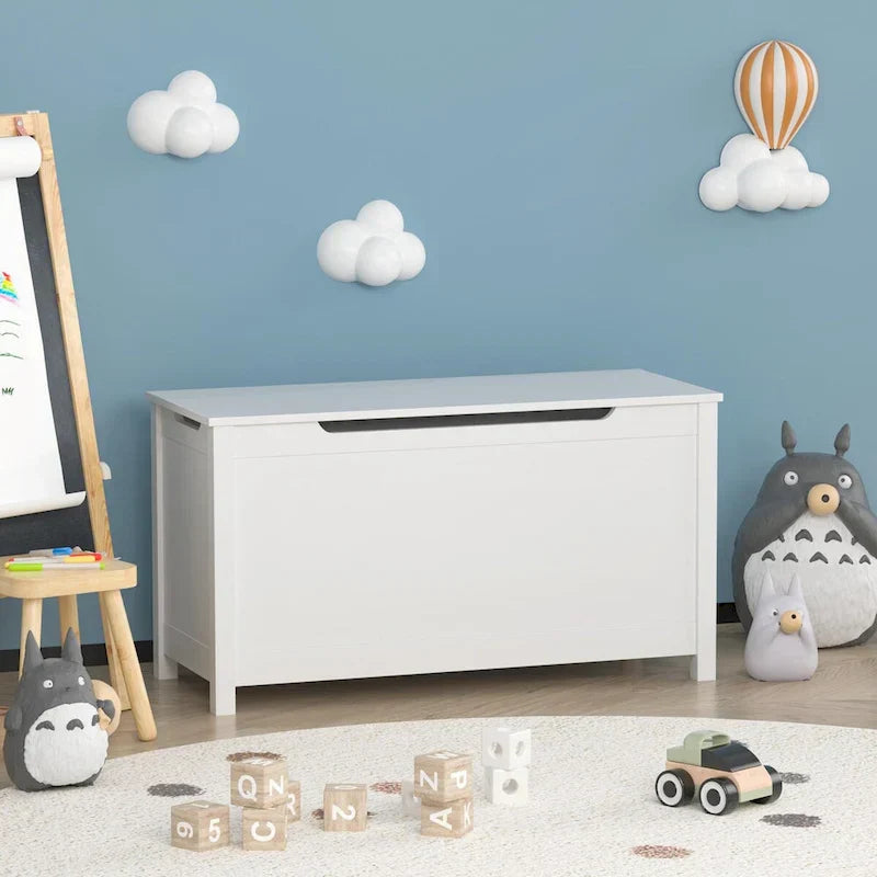 Contenitore portagiochi in legno per bambini con coperchio incernierato di sicurezza, per bambini dai 3 anni in su