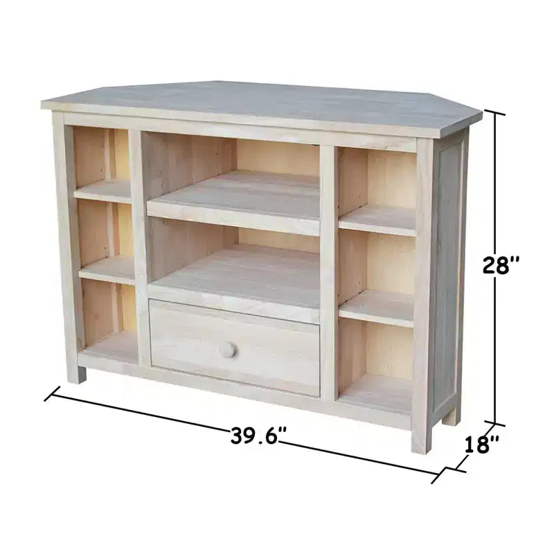 Mobile TV angolare per intrattenimento per TV fino a 42", marrone chiaro: console multimediale in legno massello