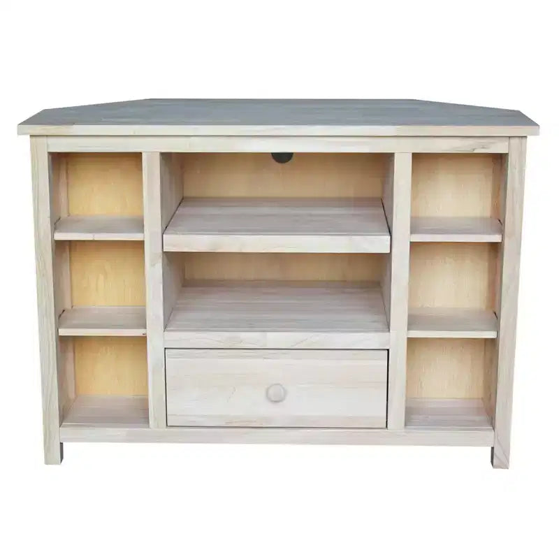 Mobile TV angolare per intrattenimento per TV fino a 42", marrone chiaro: console multimediale in legno massello