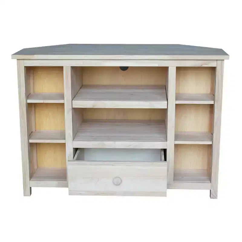 Mobile TV angolare per intrattenimento per TV fino a 42", marrone chiaro: console multimediale in legno massello