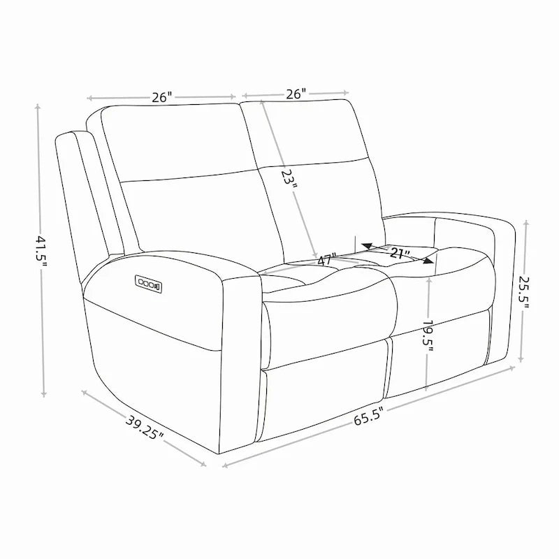 Divanetto Reclinabile Elettrico in Vera Pelle, Divanetto Reclinabile Elettrico con Contenitore, Porta di Ricarica USB per Soggiorno