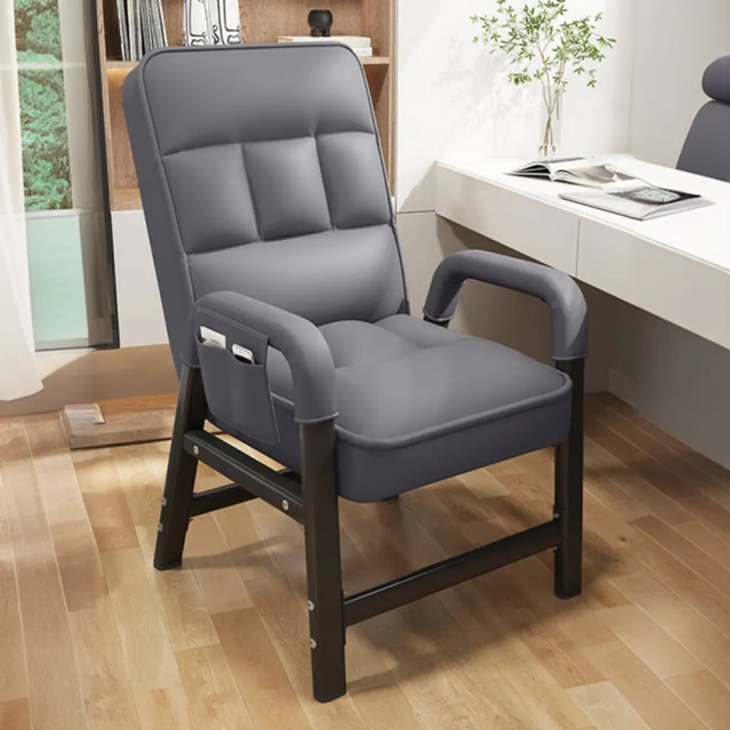 Sedia da ufficio moderna con 4 gambe, imbottita in tessuto grigio