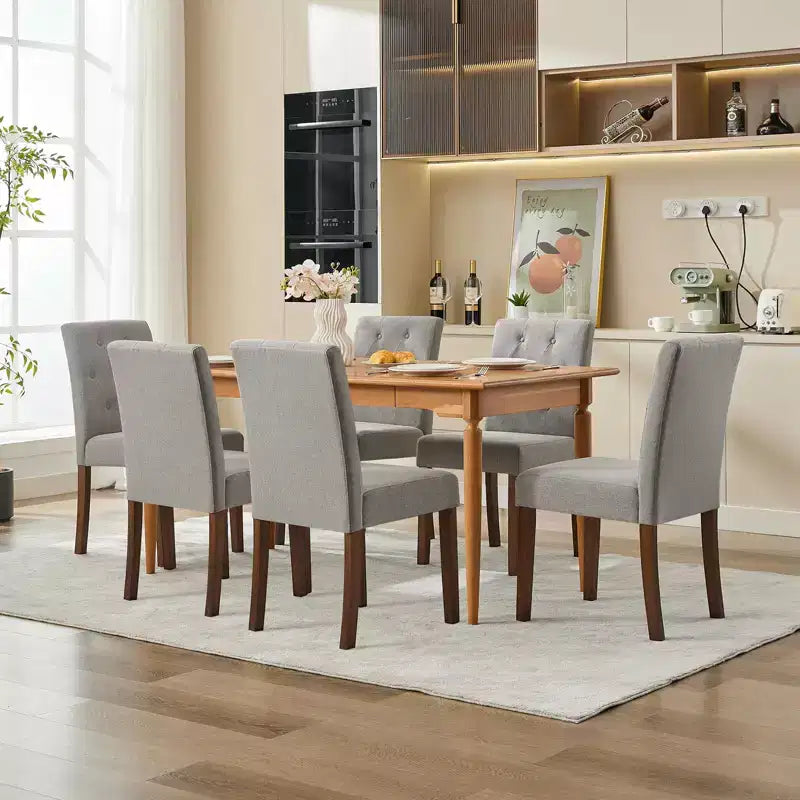 Set di 6/4 sedie da pranzo Parsons con bottoni trapuntati - Sedie da cucina imbottite in tessuto con gambe in legno e sedili imbottiti - Mobili per soggiorno e cucina