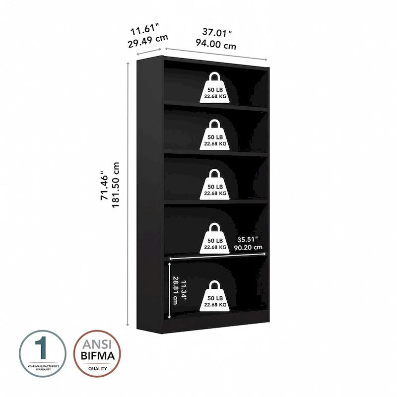 Libreria a 5 ripiani alta universale di Bush Furniture