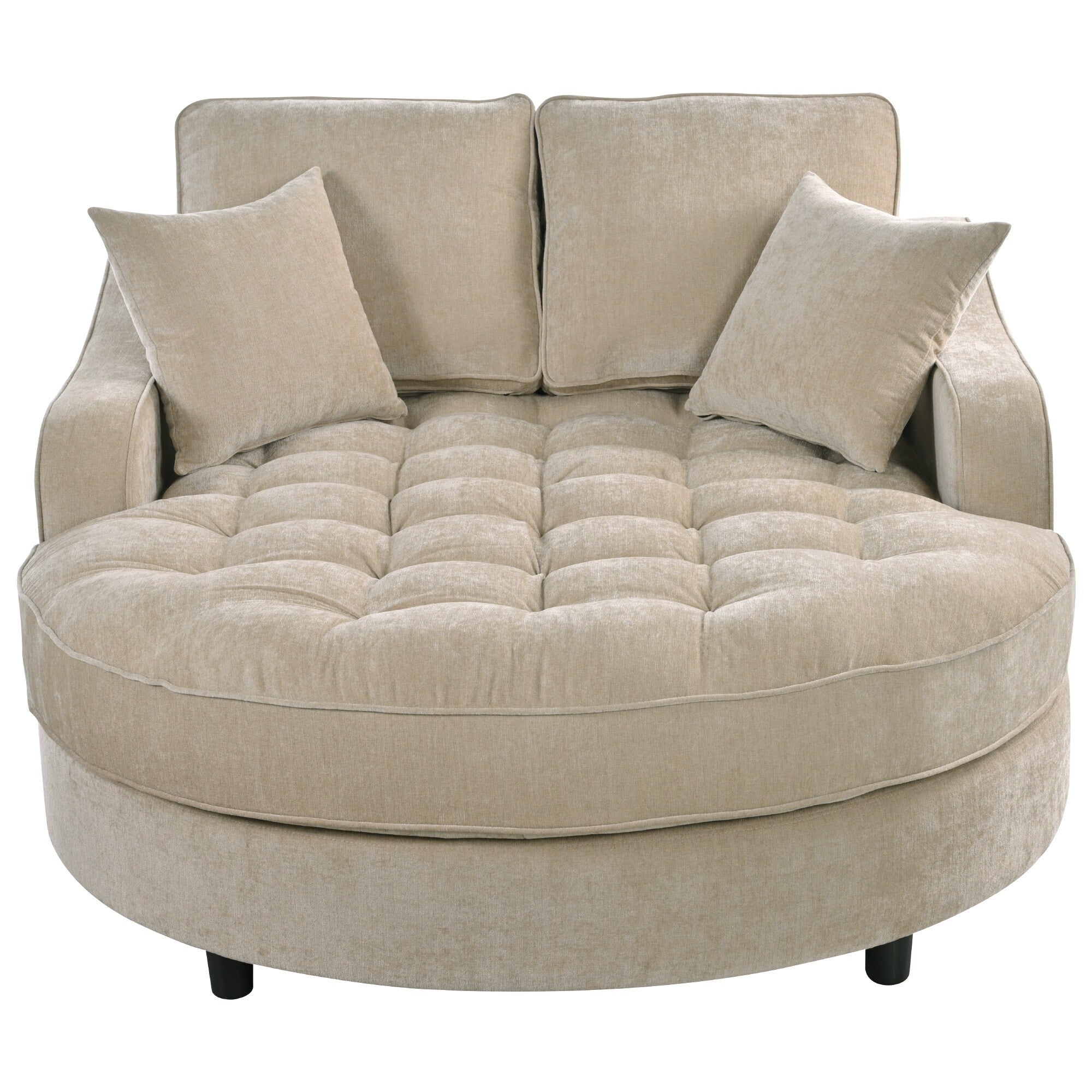 Divano Letto Chaise Longue in ciniglia, Divano Imbottito con Schienale Trapuntato e 2 Cuscini Rimovibili per Soggiorno