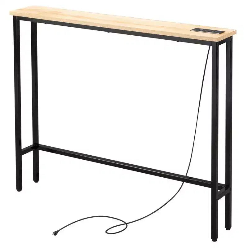 Marrone Ruggine 1pz Consolle in Ferro Triamina 100*15*79cm con Prese Elettriche
