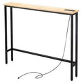Marrone Ruggine 1pz Consolle in Ferro Triamina 100*15*79cm con Prese Elettriche