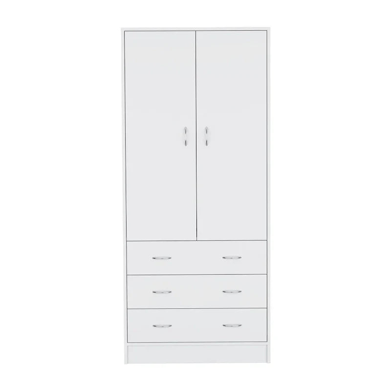 19 Armadio moderno a due ante con 3 cassetti e 1 asta appendiabiti per camera da letto