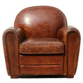 Poltrona Club Paris in vera pelle Pasargad Home, marrone