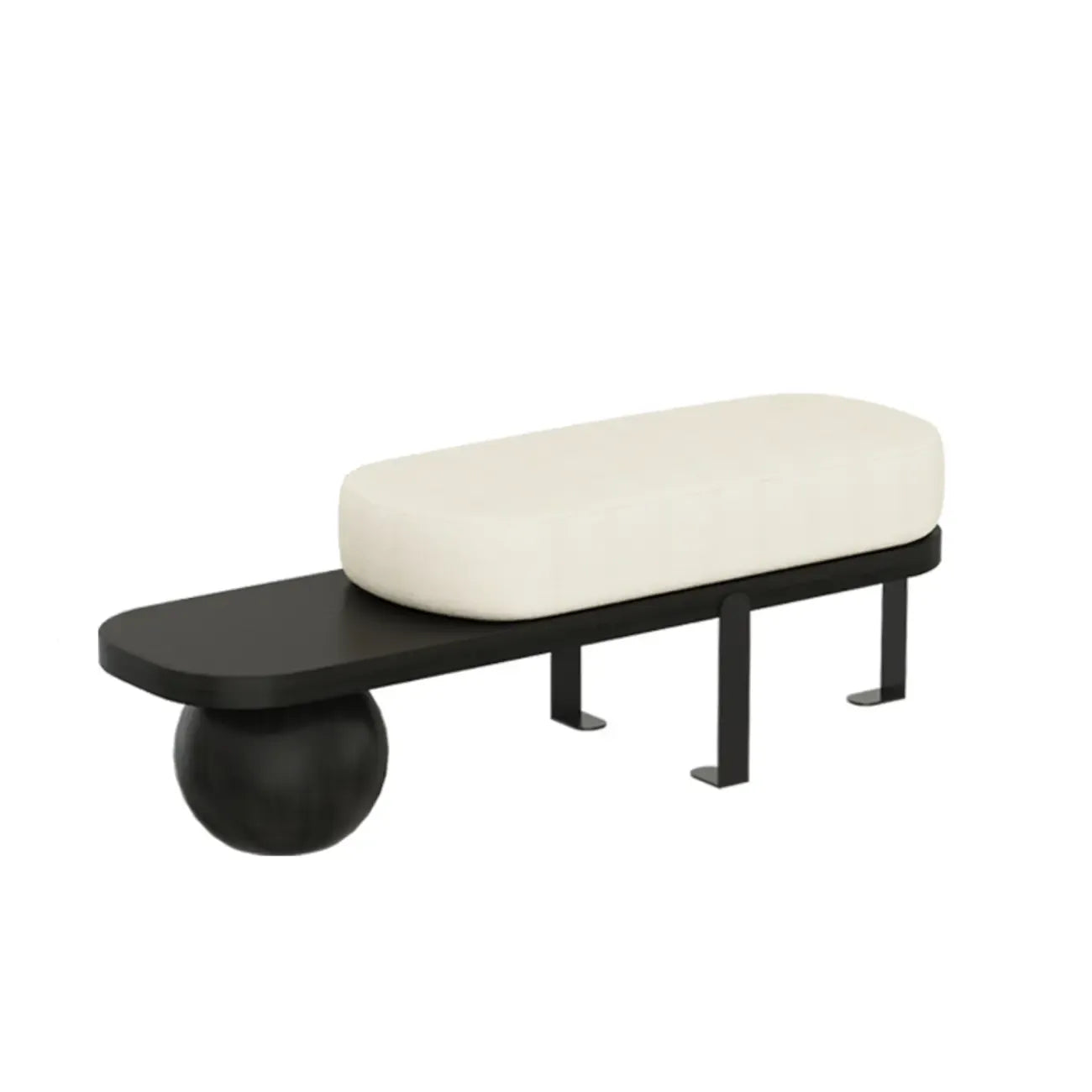 Panca bassa moderna in legno imbottita beige