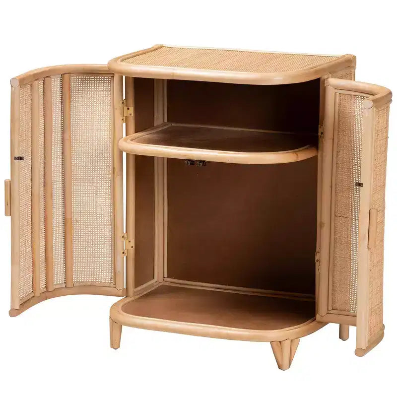 bali & pari Yanka Meuble de Rangement en Rotin Naturel: Fait à la Main, 2 Étagères, Design Bohème